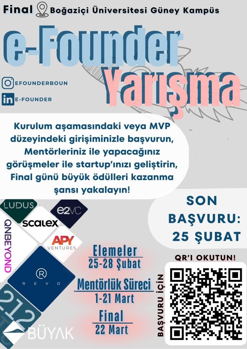 e-Founder Girişimcilik Yarışması İçin Son Başvuru Tarihi 25 Şubat